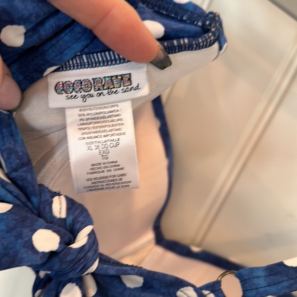 Blue and white polkadot bikini top by Coco Rave size 38DD - Picture 3 of 3